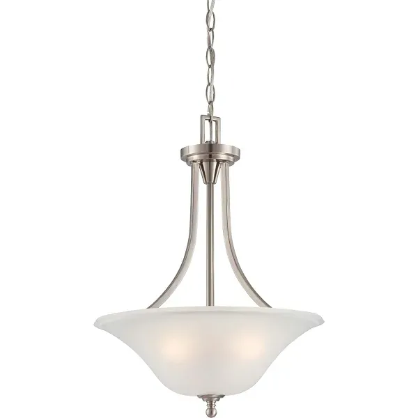 FD Satco® 3 Light Pendantbrushed Nickel Incandescent Frosted Glass