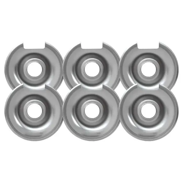 USE 319687677.ELECTRIC RANGE UNIVERSAL DRIP PAN, CHROME, 8 IN., PACK OF 6