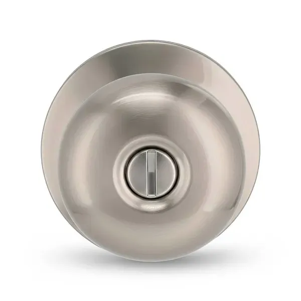 Shield Security Flat Ball Turn Button Privacy Door Knob In Satin Nickel