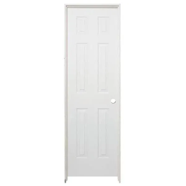 Masonite 24 In. X 80 In. X 4-9/16 In. Primed 6-Panel Single Prehung Interior Door Left Hand Flat Jamb