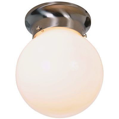 6-Inch Globe 1-Light 60w Incandescent Flush Mount Light, Brushed Nickel