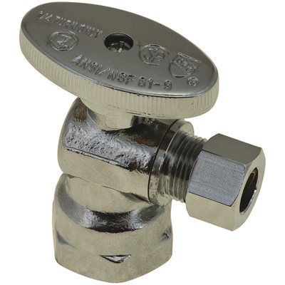 DuraPro 1/2 In. IPS X 3/8 In. Quarter Turn Angle Stop, Compression, Lead Free