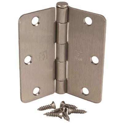 Global Door Controls 3 In. X 3 In. Plain Bearing Steel Hinges (Satin Nickel) (2-Pack)