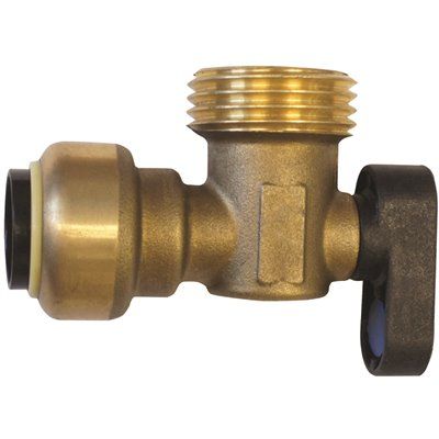 FD Tectite 1/2brass Push-To-Connect X 3/4male Hose Thrd 90-Deg Ball Valve