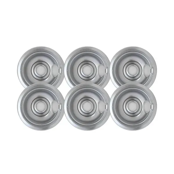 USE 320859638.ELECTRIC RANGE DRIP PAN, CHROME, 6 IN., 6 PER PACK