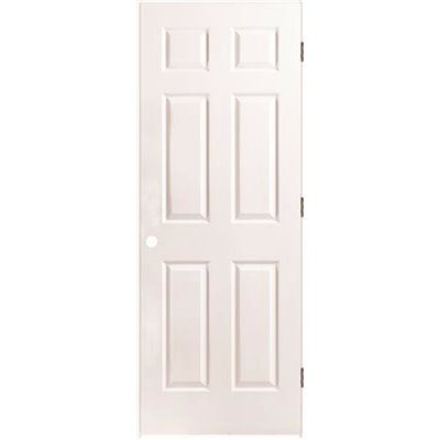 Masonite 34 In. X 80 In. X 4-9/16 In. Primed 6-Panel Single Prehung Interior Door Left Hand Flat Jamb