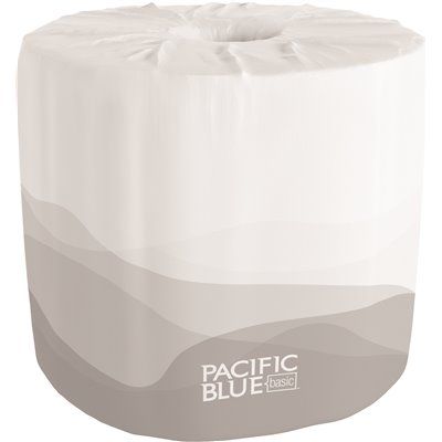 Pacific Blue Basic™ 2-Ply Standard Roll Embossed Toilet Paper, Case Of 80