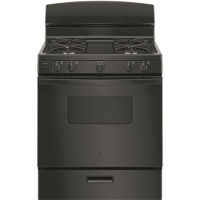 GE 30 In. 4.8 cu. ft. 4 Burner Gas Freestanding Range, Standard Clean, Black, ADA