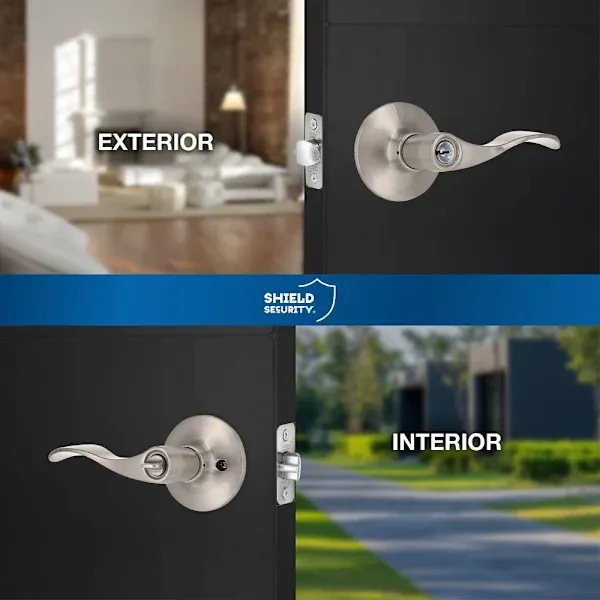 Wave Entry Door Lever 2-3/8" and 2-3/4" Backset Grade 3 Satin Nickel