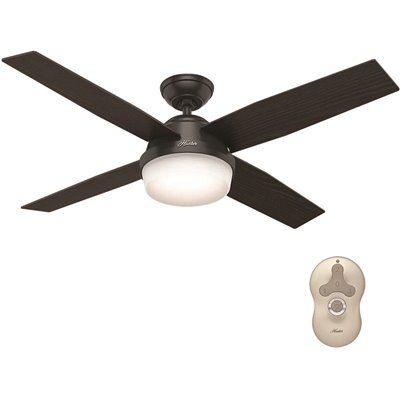 FD Hunter Dempsey 52 In. Black LED Indoor/Outdoor Matte Ceiling Fan W/ Light And Remote