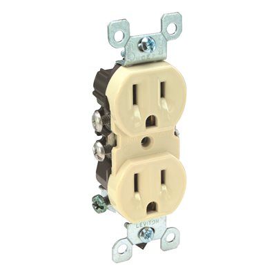 Leviton 15 Amp Co/Alr Duplex Outlet, Ivory