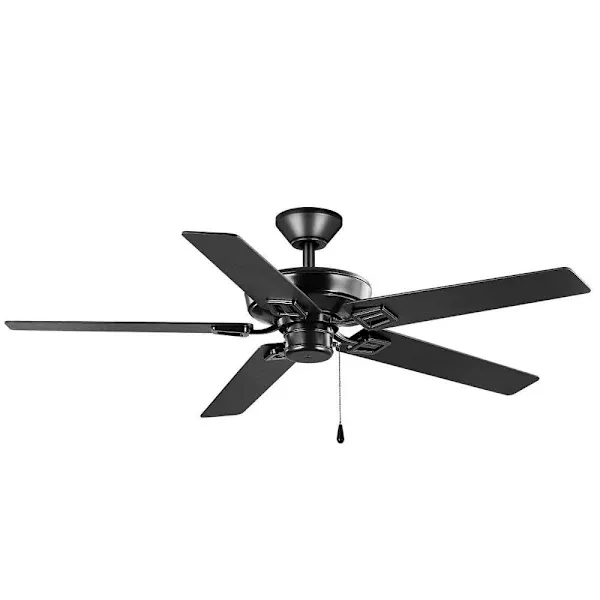 Seasons Markan 52 In. Matte Black Indoor/Outdoor 5 Blade Ceiling Fan, Quick Install, Matte Black