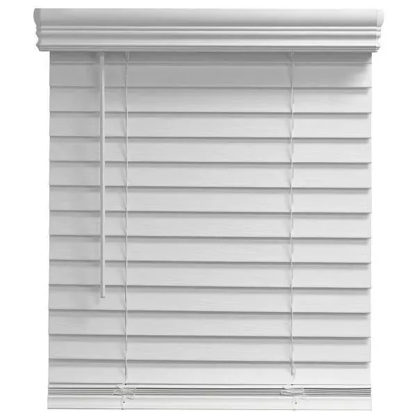 USE 322229758.Designer's Touch White Cordless Room Darkening 2 in. Faux Wood Blind - 63 in. W