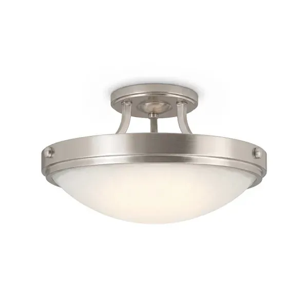 Seasons 15 In. 30w LED Semi-Flush Mount Ceiling Light Satin Nickel