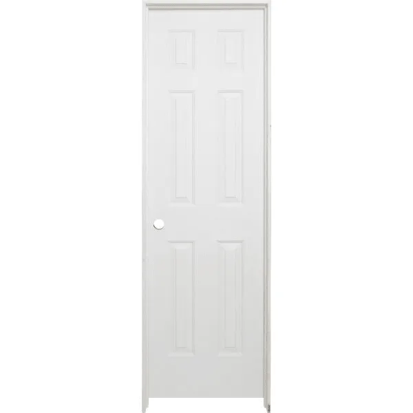 Masonite 28 In. X 80 In. X 4-9/16 In. Primed 6-Panel Single Prehung Interior Door Left Hand Flat Jamb