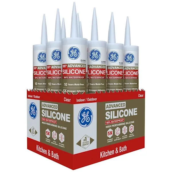 USE 317742413 (12 PACK).GE ADVANTAGE SILICONE CAULK10.3 OZ CARTRIDGE CLEAR