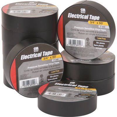 Gardner Bender 3/4" X 60' Vinyl Electrical Tape, Black, Package Of 10