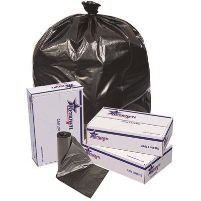 Renown Pcr Can Liner, 56 Gal., 1.7 Mil, Low-Density, Black, 43" X 47", Case Of 100