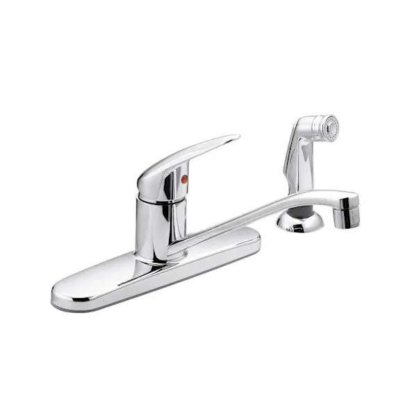 CFG Cornerstone Chrome Single Handle Low-Arc 1.5 GPM Kitchen Faucet with Side Sprayer