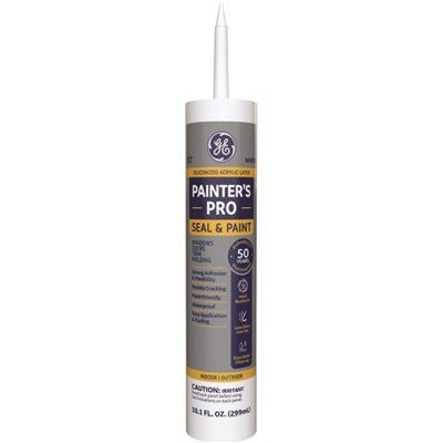 GE Painters PRO Seal And Paint Acrylic Latex Sealant, 10 Oz, White, Case Of 12