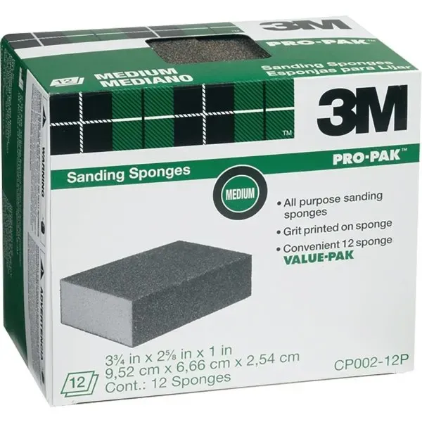 FD 3m Cp002-12p 3-3/4" X 2-5/8" X 1" Medium Sanding Sponge, Package Of 12