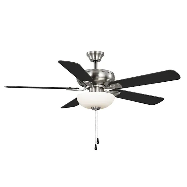 Seasons Rexburg 52 In. Brushed Nickel Indoor 5 Blade LED Fan, Quick Install, Angled Mount, Blades Brown, Gray