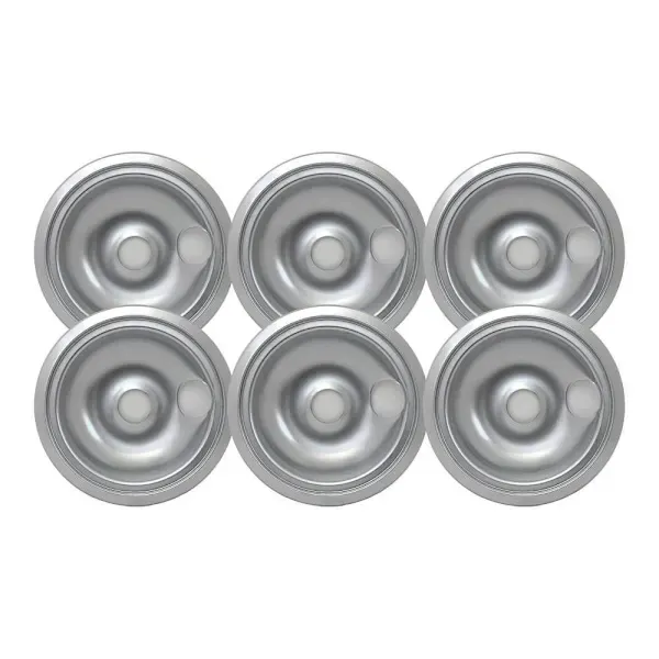 USE 323157357.ELECTRIC RANGE DRIP PAN FITS GE® RANGES, CHROME, 8 IN., 6 PER PACK