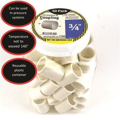 Charlotte Pipe 3/4" PVC Coupling Socket X Socket PRO Pack, Package Of 50