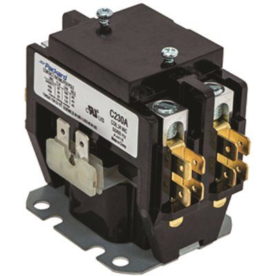 30 Amp Contactor, Double Pole, 24 Volt Coil, W/Lugs, Spade Terminals And Cover