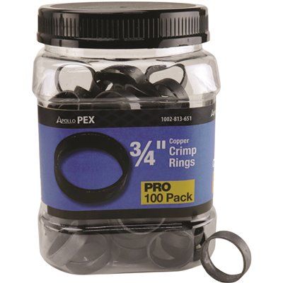 Apollo 3/4" Copper Crimp Ring Pro Pack Package Of 100