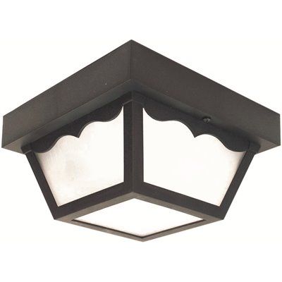 Black Square Outdoor Ceiling Fixture, 8.25", 1-Light