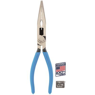 Channellock 8 Inch High Leverage Long Nose Pliers Featuring Xlt™ Xtreme Leverage Technology