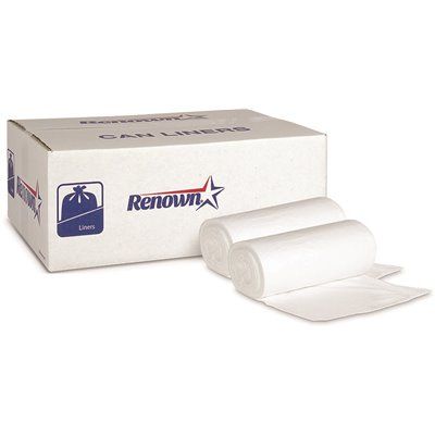 Renown Pcr Can Liner, 33 Gal., 1.7 Mil, Low-Density, Natural, 33" X 40", Case Of 100