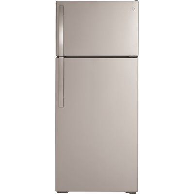 GE ENERGY STAR 17.5 cu. ft. 28in. Top Freezer Refrigerator With Ice Maker, Stainless Steel