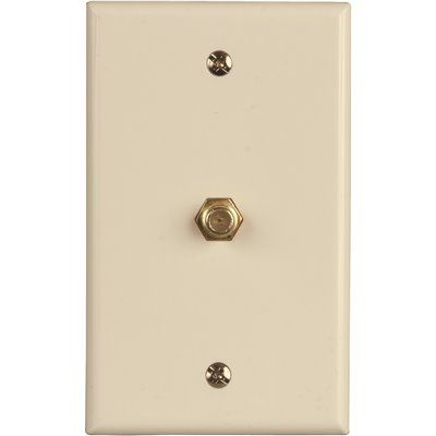 Westek 1-Gang CATV F-Type Coaxial Connector With Wall Plate, Plastic, Ivory (10-Pack)