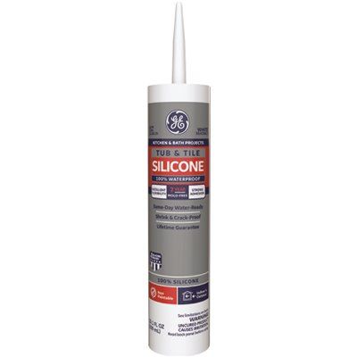 GE 10.1 Oz Silicone 2 Kitchen And Bath Sealant, White, Case Of 12