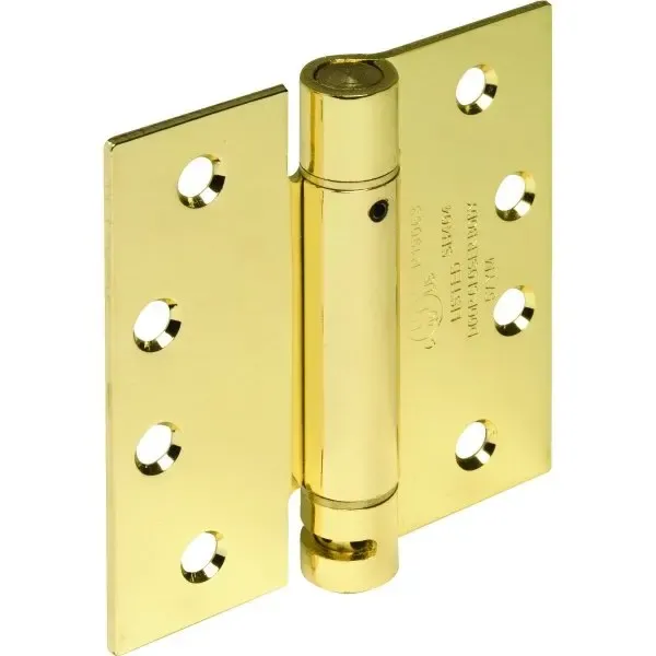 4" Residential Adjustable Spring Door Hinge Brass, Package Of 2