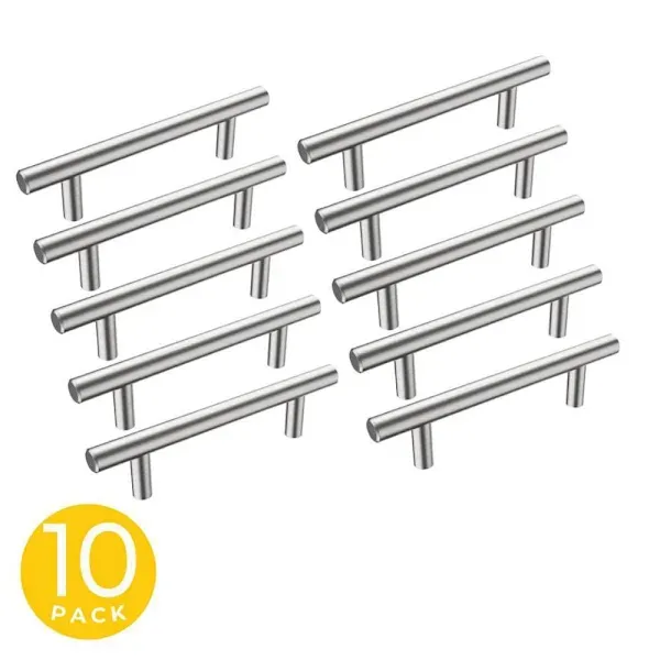Seasons 3.75 In. Center-To-Center 7 In. Length T-Bar Brushed Nickel Drawer Pull, 10-Pack