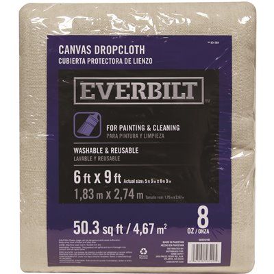 Everbilt 6 Ft. X 9 Ft. 8 Oz. Medium Duty Canvas Drop Cloth