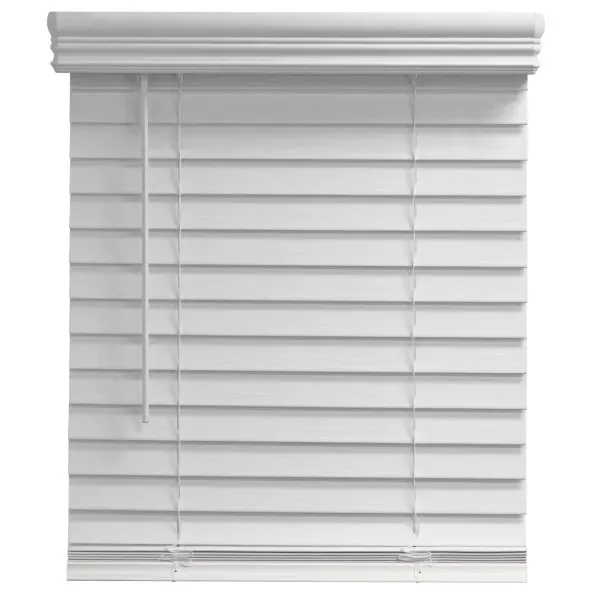 Champion 2 In. Embossed Faux Wood 46 In. X 48 In. Room Darkening Blind, White
