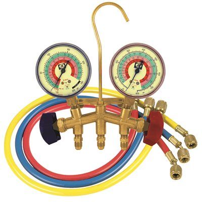 JB Industries M2 Series Brass 2-Valve Charging Manifold Assembly, 60" Ccle Hoses