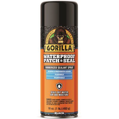 FD Gorilla 16 Oz Waterproof Patch And Seal Spray Paint In Black Case Of 6
