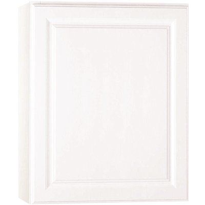 Hampton Bay 24 in. W x 12 in. D x 30 in. H Assembled Raised Panel Wall Cabinet, Satin White