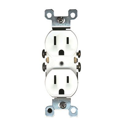 Leviton 15 Amp Residential Grade Grounding Duplex Outlet, White