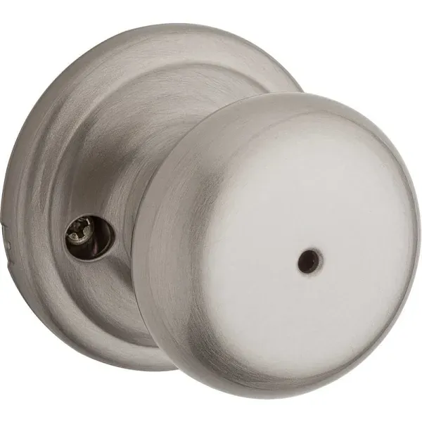 Kwikset Hancock Bed/Bath Privacy Door Knob in Satin Nickel