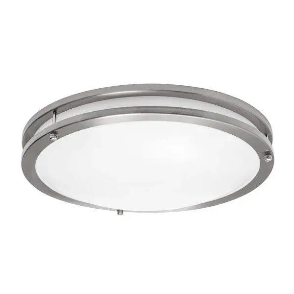 Seasons Carlisle 14-Inch Round 13w-27w Dimmable Integrated LED Flush Mount Light With 3 CCT Selectable In Brushed Nickel