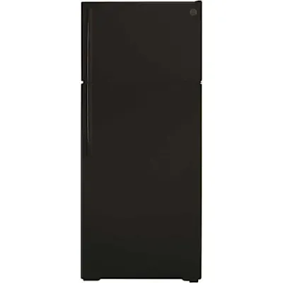 GE ENERGY STAR 17.5 cu. ft. 28in. Top Freezer Refrigerator With Ice Maker, Black