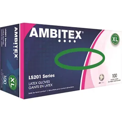 Ambitex Latex Disposable Gloves (X-Large) Package Of 100