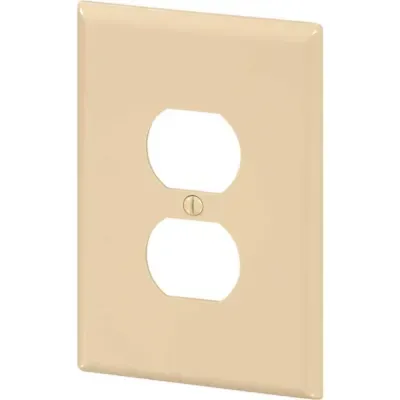 Maintenance Warehouse 1-Gang Unbreakable Polycarbonate Jumbo Duplex Wall Plate In Gloss Ivory, 10-Pack