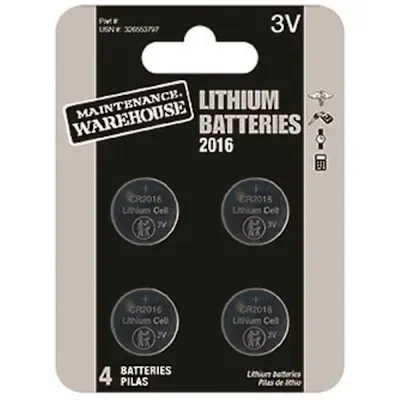 MAINTENANCE WAREHOUSE Cr2016 Button Cell Lithium Battery Package Of 4